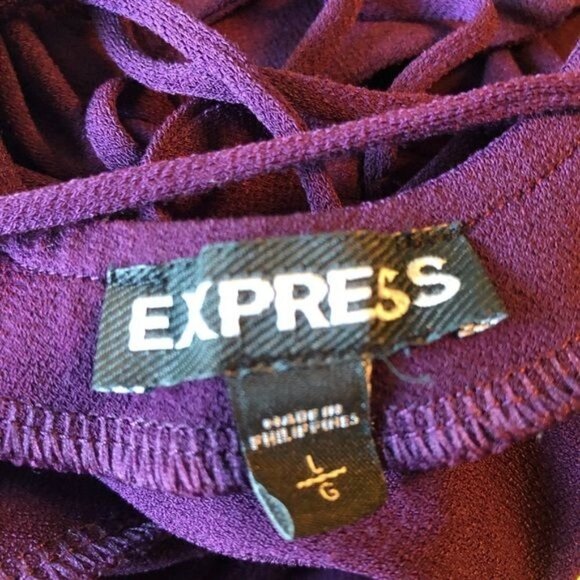 Express Purple Lace Back Tunic Top Sz.L - Picture 8 of 9